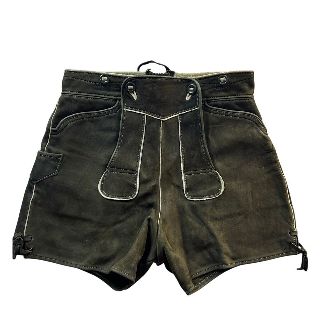 Authentic Vtg Lederhosen Leder-Eberhart Sämischgegerbt Deerskin Bavarian Shorts